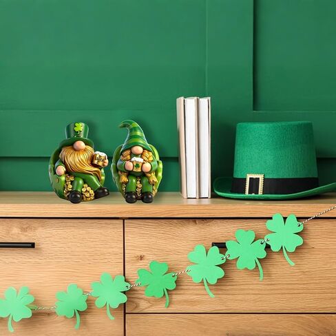 زينة عيد القديس باتريك جنوم 2 قطعة تماثيل راتنج هدايا داخلية قابلة للجمع ديكور عطلة لطيف للمنزل الجدول in Kuwait