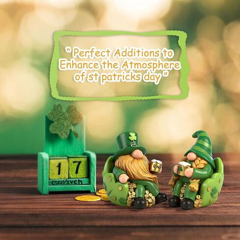 زينة عيد القديس باتريك جنوم 2 قطعة تماثيل راتنج هدايا داخلية قابلة للجمع ديكور عطلة لطيف للمنزل الجدول in Kuwait