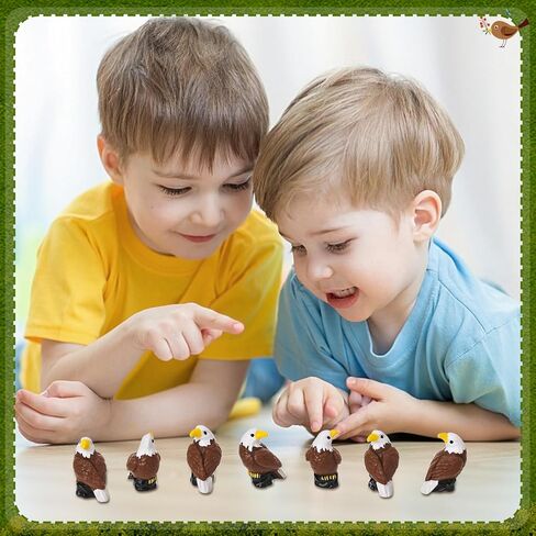 50 Pcs Mini Resin Bald Eagle, Wildlife American Bald Eagle Garden Statue, Miniature Patriotic Bald Eagle Bird Figurines for Independence Day Party Outdoor Lawn Garden Cake Topper in Saudi Arabia