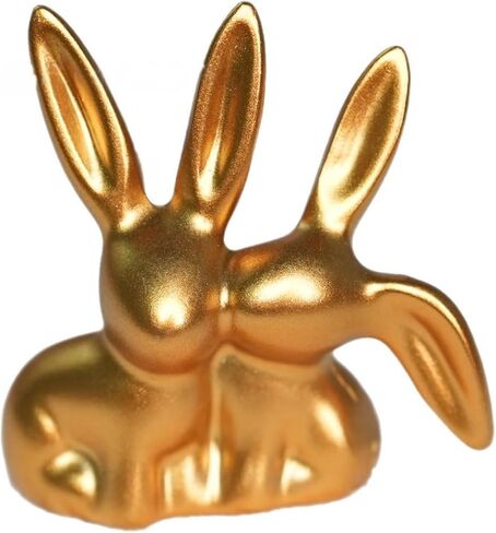 Golden Couple Bunny Figurine - Unique Aesthetic Resin Statue | for Home, Office, Shelf & Entryway | Ideal Holiday Decor for Easter, Christmas & More, Rabbit Ornament in Saudi Arabia
