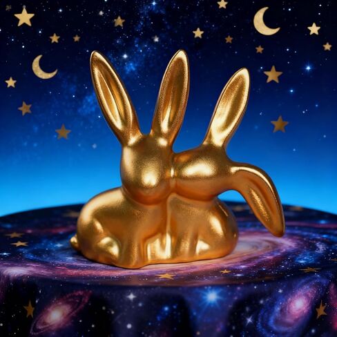 Golden Couple Bunny Figurine - Unique Aesthetic Resin Statue | for Home, Office, Shelf & Entryway | Ideal Holiday Decor for Easter, Christmas & More, Rabbit Ornament in Saudi Arabia