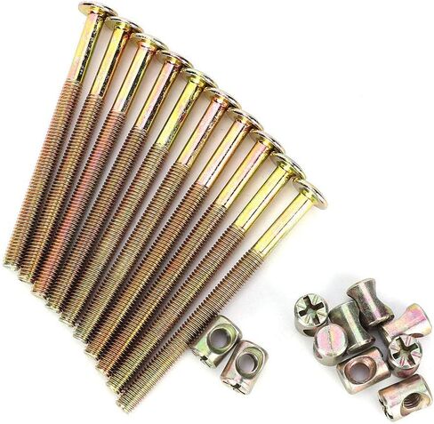 10Pcs Furniture Bolts M6 Carbon Steel With Barrel Nuts Dowel Nut Connector Fastener Connector Bolt Threaded Inserts Screw(150mm) in Saudi Arabia