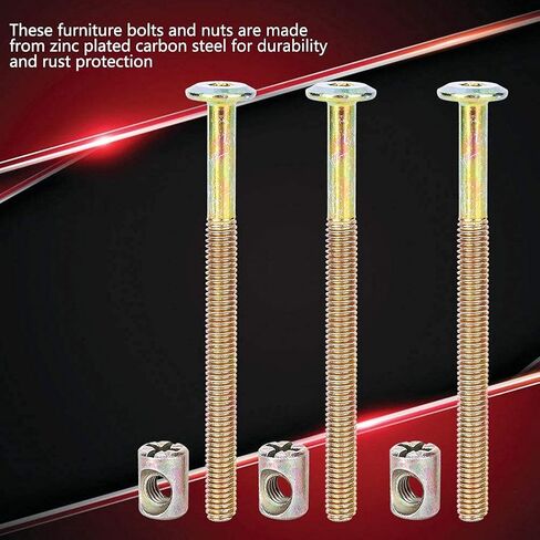 10Pcs Furniture Bolts M6 Carbon Steel With Barrel Nuts Dowel Nut Connector Fastener Connector Bolt Threaded Inserts Screw(150mm) in Saudi Arabia