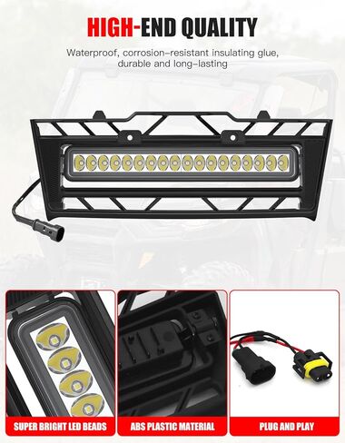 شبكة أمامية مع ضوء LED لـ Can-Am Defender، شبكة أمامية مقاومة للماء مع أضواء كاشفة قابلة للتعديل لملحقات Can-Am Defender HD7 HD9 HD5 HD8 HD10 MAX 2020-2025 in Saudi Arabia