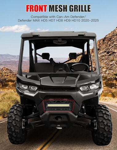 شبكة أمامية مع ضوء LED لـ Can-Am Defender، شبكة أمامية مقاومة للماء مع أضواء كاشفة قابلة للتعديل لملحقات Can-Am Defender HD7 HD9 HD5 HD8 HD10 MAX 2020-2025 in Saudi Arabia
