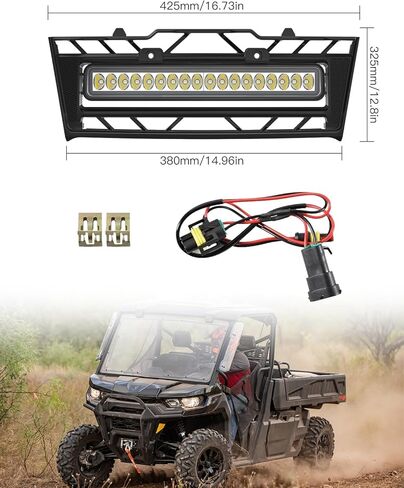 شبكة أمامية مع ضوء LED لـ Can-Am Defender، شبكة أمامية مقاومة للماء مع أضواء كاشفة قابلة للتعديل لملحقات Can-Am Defender HD7 HD9 HD5 HD8 HD10 MAX 2020-2025 in Saudi Arabia
