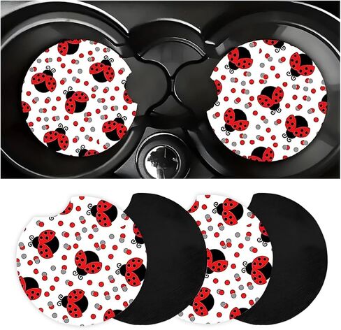 Car Cup Holder Coaster, 4PCS Cute Dog Paw Absorbent Anti Slip Vehicle Insert Coaster with A Finger Notch, Automotive Interior Water Bottles Decor Mats, Universal for SUV RV Truck in Saudi Arabia