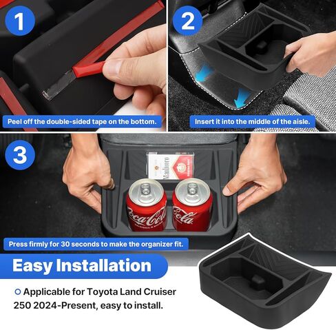 Karltys Silicone Rear Cup Holder for Toyota Land Cruiser Prado 250 2024-2025 2026 Accessories, Land Cruiser Silicone Backseat Cup Tray, Floor Cup Holder Organizer Tray in Saudi Arabia
