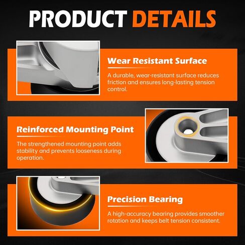 GAHA 11287563927 Belt Tensioner Assembly with Pulley, Compatible for BMW 2011 1 Series M, 2008-2010 135i, 2007-2010 335i/335xi, 2009-2010 335i xDrive/535i xDrive, 2011-2013 335is, Replace# 39114 in Kuwait