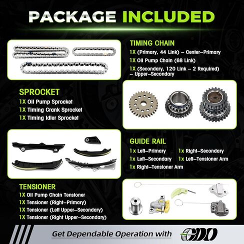 3.6 Dodge Timing Chain Kit W/Tensioner 5184392AF Compatible With 2011-2017 Dodge Ram Chrysler Jeep Maserati 3.6L 3.0 Replace# 5047891AA Kit De Cadena De Tiempo De in Kuwait