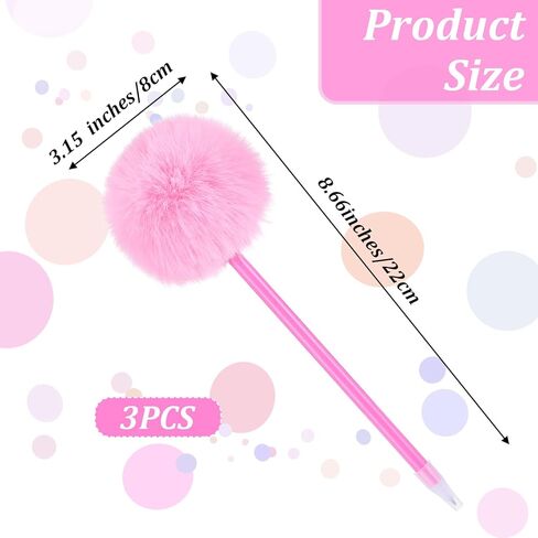3 PCS Pink Pom Pom Pen Needle Gel Ink Pens Fluffy Pompoms Plastic Rollerball Pen Cartoon Signature Ball Point Pens For Women Men Office Party Supplies Christmas Valentines Wedding Favors in Saudi Arabia