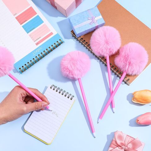 3 PCS Pink Pom Pom Pen Needle Gel Ink Pens Fluffy Pompoms Plastic Rollerball Pen Cartoon Signature Ball Point Pens For Women Men Office Party Supplies Christmas Valentines Wedding Favors in Saudi Arabia