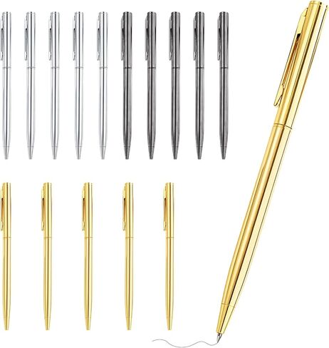 15Pcs Ballpoint Pens(Gold, Silver & Gray), Black Ink Medium Point, Smooth Writing Metal Pen Bulk in Kuwait