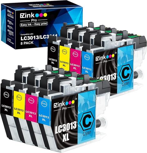 E-Z Ink Pro Compatible Ink Cartridges Replacement for Brother LC3013 LC3011 LC3013XL LC-3013 to Work with Brother MFC-J491DW MFC-J497DW MFC-J895DW MFC-J690DW (2 Black, 2 Cyan, 2 Magenta, 2 Yellow) in Kuwait