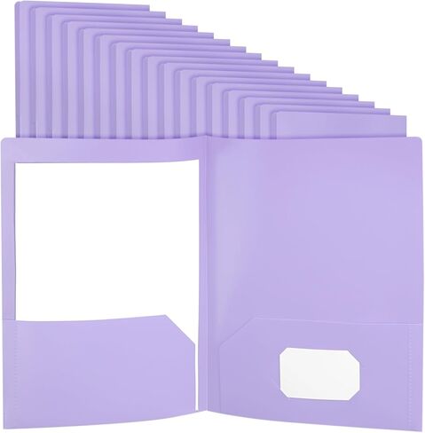 PATIKIL Yellow Plastic Folders with Pockets, 24 Pack Plastic Pocket Folders Two Pocket Letter Size Heavy Duty for Office Business Card Holder, 9.3x11.4inch in Saudi Arabia