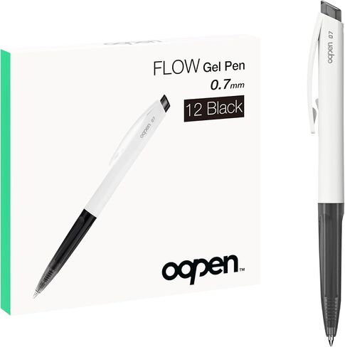 Flow Gel Pens 0.7mm Medium Point – Black Ink Smooth Writing Pens, White Barrel, Ergonomic Grip, Office & School Supplies for Note-Taking & Journaling, 12 Pack in Saudi Arabia