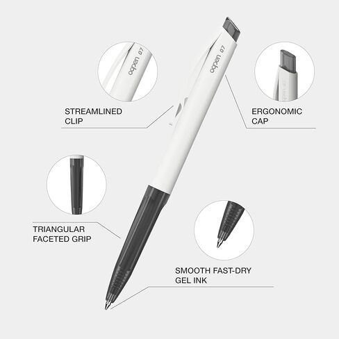Flow Gel Pens 0.7mm Medium Point – Black Ink Smooth Writing Pens, White Barrel, Ergonomic Grip, Office & School Supplies for Note-Taking & Journaling, 12 Pack in Saudi Arabia