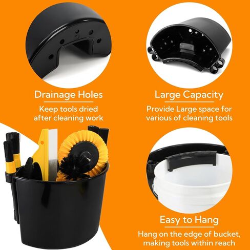 4 Pieces Detailing Bucket Organizer, Portable Bucket Tool Caddy with Drainage Holes, Multipurpose Auto Wash Tool Hanger Cleaning Accessory for Home, Garden, Ice Fishing, Universal Fit in Kuwait