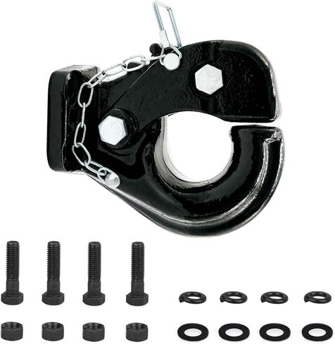 Pintle Hook Hitch, 33,000 lbs Towing Capacity, Fit for 2-1/2 to 3-Inch Lunette Ring Pintle Hitch Receiver, Flexible Pintle Hook with Forged Steel Structure Fit for Trucks, SUVs in Kuwait