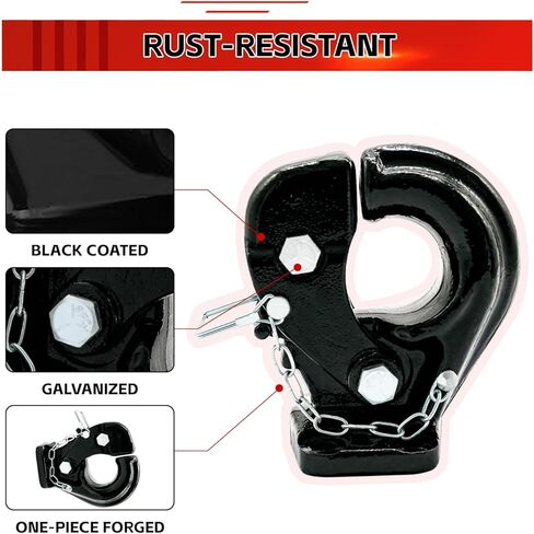 Pintle Hook Hitch, 33,000 lbs Towing Capacity, Fit for 2-1/2 to 3-Inch Lunette Ring Pintle Hitch Receiver, Flexible Pintle Hook with Forged Steel Structure Fit for Trucks, SUVs in Kuwait