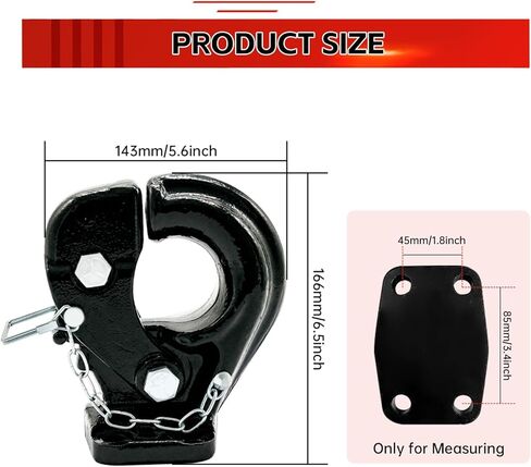 Pintle Hook Hitch, 33,000 lbs Towing Capacity, Fit for 2-1/2 to 3-Inch Lunette Ring Pintle Hitch Receiver, Flexible Pintle Hook with Forged Steel Structure Fit for Trucks, SUVs in Kuwait