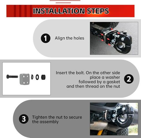 Pintle Hook Hitch, 33,000 lbs Towing Capacity, Fit for 2-1/2 to 3-Inch Lunette Ring Pintle Hitch Receiver, Flexible Pintle Hook with Forged Steel Structure Fit for Trucks, SUVs in Kuwait