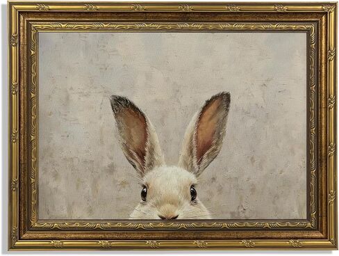 Funny Vintage Rabbit Wall Art Easter Bunny Painting Picture Wall Decor Animal Poster Print for Kids Room Living Room Bedroom Holiday Decoration 10x8in Unframed in Saudi Arabia