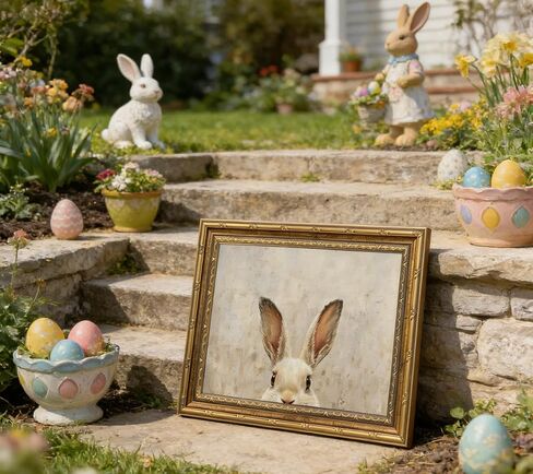 Funny Vintage Rabbit Wall Art Easter Bunny Painting Picture Wall Decor Animal Poster Print for Kids Room Living Room Bedroom Holiday Decoration 10x8in Unframed in Saudi Arabia