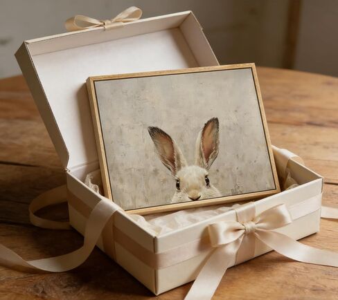 Funny Vintage Rabbit Wall Art Easter Bunny Painting Picture Wall Decor Animal Poster Print for Kids Room Living Room Bedroom Holiday Decoration 10x8in Unframed in Saudi Arabia