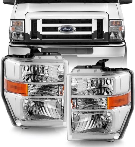 ACANII - For 2008-2014 Ford E150 E250 Van 08-21 E350 E450 Super Duty Aero Style Headlights Headlamps Pair Set Left+Right in Saudi Arabia