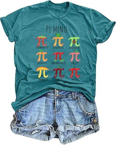 Pi Day Shirt Women Math Teacher T-Shirt Pi Menu 3.14 Pi Symbol Shirts Math Teacher Gift Casual Tee Tops in Saudi Arabia
