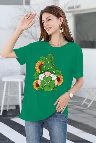 قميص عيد القديس باتريك للنساء تي شيرت Lucky Shamrock Paddy's Day تي شيرت أيرلندي البرسيم in Kuwait
