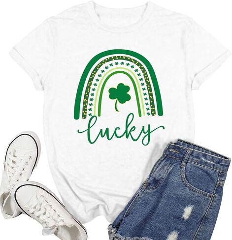 قميص عيد القديس باتريك للنساء تي شيرت Lucky Shamrock Paddy's Day تي شيرت أيرلندي البرسيم in Kuwait