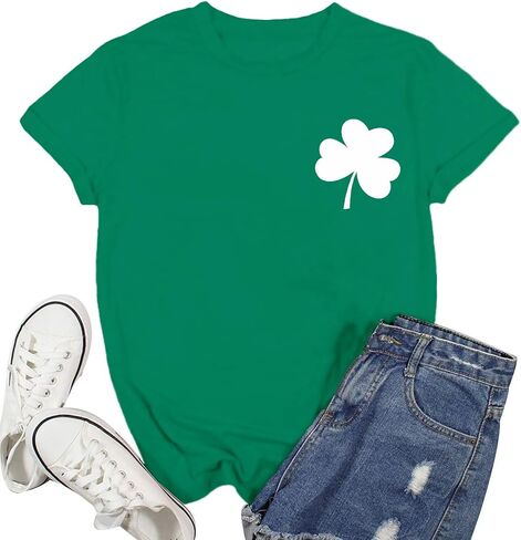 قميص عيد القديس باتريك للنساء تي شيرت Lucky Shamrock Paddy's Day تي شيرت أيرلندي البرسيم in Kuwait