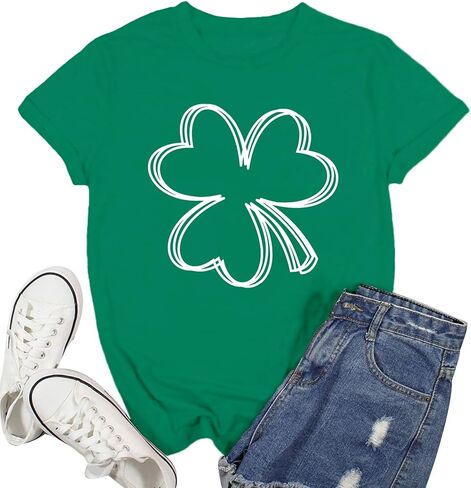 قميص عيد القديس باتريك للنساء تي شيرت Lucky Shamrock Paddy's Day تي شيرت أيرلندي البرسيم in Kuwait