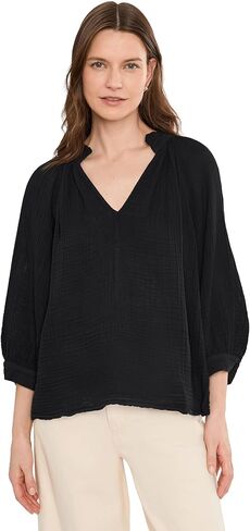 Michael Stars Womens Kali 3/4 Sleeve Ruffle Neck in Saudi Arabia