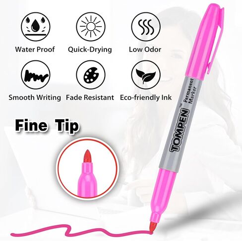 أقلام تحديد دائمة ذات رأس رفيع مكونة من 200 قطعة، 20 لونًا متنوعًا، قلم تحديد دائم مقاوم للماء مع تجفيف سريع على بطاقة عيد الحب، خشب، بلاستيك، ورق، معدن، مرآة للفصول الدراسية المكتبية in Kuwait