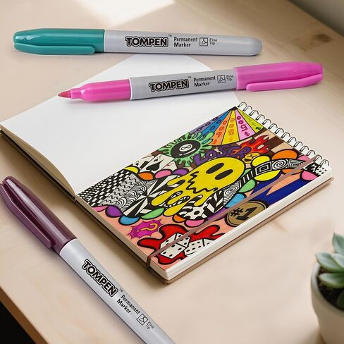 أقلام تحديد دائمة ذات رأس رفيع مكونة من 200 قطعة، 20 لونًا متنوعًا، قلم تحديد دائم مقاوم للماء مع تجفيف سريع على بطاقة عيد الحب، خشب، بلاستيك، ورق، معدن، مرآة للفصول الدراسية المكتبية in Kuwait