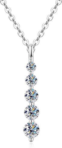 Moissanite Drop Pendant Necklace for Women, 0.92 CT 14K Gold Filled 5-Stone Round Pendant, Trendy Jewelry Gift for Wife Mother Birthday Anniversary Valentines Wedding in Saudi Arabia