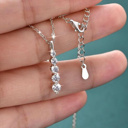 Moissanite Drop Pendant Necklace for Women, 0.92 CT 14K Gold Filled 5-Stone Round Pendant, Trendy Jewelry Gift for Wife Mother Birthday Anniversary Valentines Wedding in Saudi Arabia