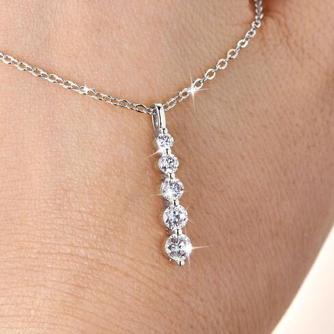 Moissanite Drop Pendant Necklace for Women, 0.92 CT 14K Gold Filled 5-Stone Round Pendant, Trendy Jewelry Gift for Wife Mother Birthday Anniversary Valentines Wedding in Saudi Arabia