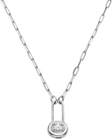 Lock & Luna Charm Necklace - Emerald, Oval or Round Cut Diamond or Moissanite Stone - Engraving Options - Adjustable Chain Length in Saudi Arabia