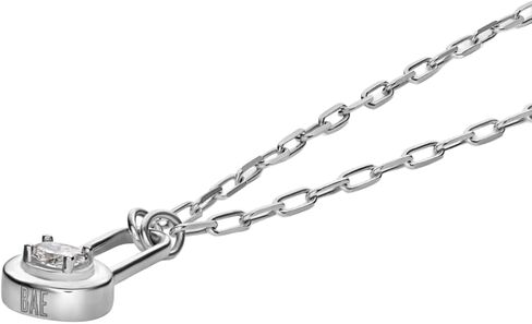 Lock & Luna Charm Necklace - Emerald, Oval or Round Cut Diamond or Moissanite Stone - Engraving Options - Adjustable Chain Length in Saudi Arabia