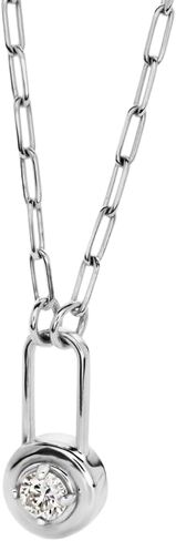 Lock & Luna Charm Necklace - Emerald, Oval or Round Cut Diamond or Moissanite Stone - Engraving Options - Adjustable Chain Length in Saudi Arabia