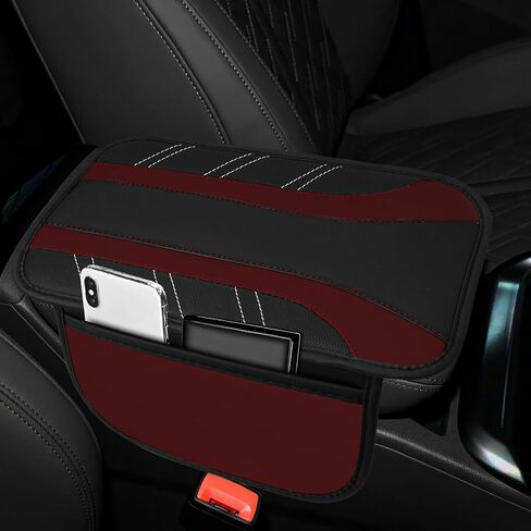 Car Center Console Cover, 12.6"×8.3" Leather Arm Rest Cover for Cars, Auto Armrest Cushion Pad with Storage Pocket, Vehicle Arm Rest Protector, Middle Console Covers Car Accessories (Blue) in Saudi Arabia
