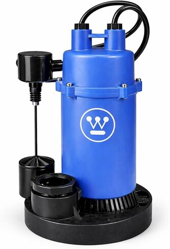 Westinghouse 1/3 HP Submersible Sump Pump with Vertical Float Switch, Cast Aluminum, 3600 GPH Max Flow Rate, Automatic Sump Pump for Basements, Suitable for Sump Pump Basins 10" in Diameter or Larger in Saudi Arabia