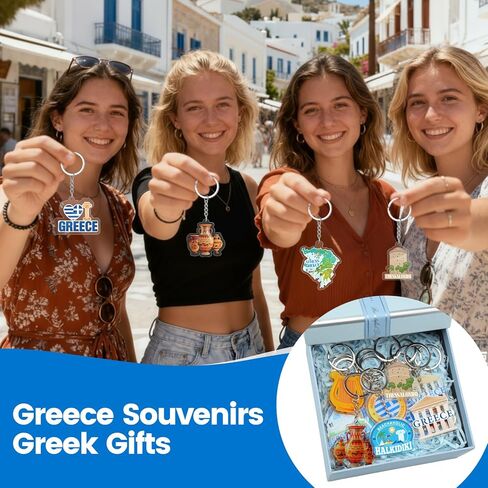 Sureio 24 Pcs Greek Keychains Ancient Athens Greece Acrylic Keychains Greece Souvenirs Greek Gifts for Christmas Birthday Party Favors in Saudi Arabia