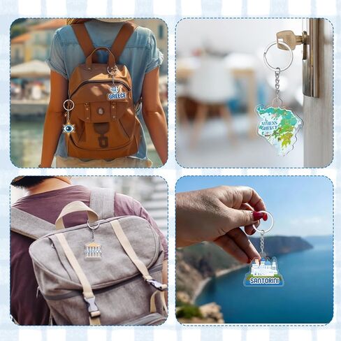Sureio 24 Pcs Greek Keychains Ancient Athens Greece Acrylic Keychains Greece Souvenirs Greek Gifts for Christmas Birthday Party Favors in Saudi Arabia