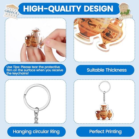 Sureio 24 Pcs Greek Keychains Ancient Athens Greece Acrylic Keychains Greece Souvenirs Greek Gifts for Christmas Birthday Party Favors in Saudi Arabia