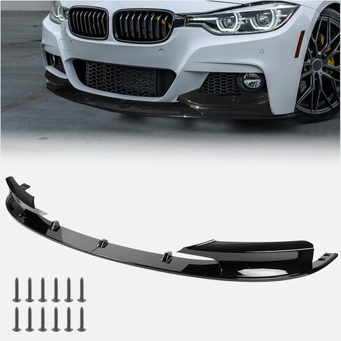 مناسب لسيارة BMW F30 F31 مقسم الشفاه الأمامي 2012-2018 (M-Tech M-Sport فقط) | مجموعة قطعتين باللون الأسود اللامع | جناح سد الهواء على طراز OEM | سهلة التركيب in Kuwait